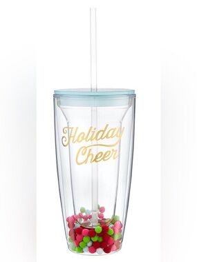 Slant Pom Pom Travel Tumbler - Holiday Cheer